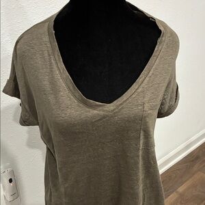 C&C California Khaki V-Neck Short Sleeve Top